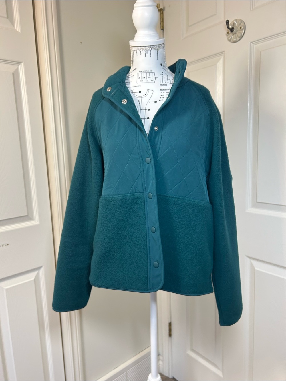GAP Teal Quilted Yoke Fleece Teddy Jacket